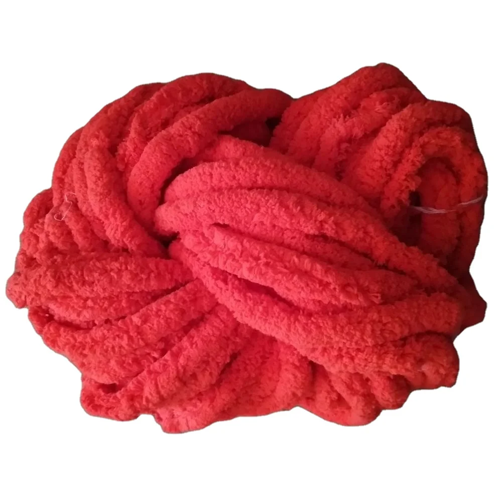 China factory wholesale arm crocheting 100% polyester 2cm chunky chenille yarn