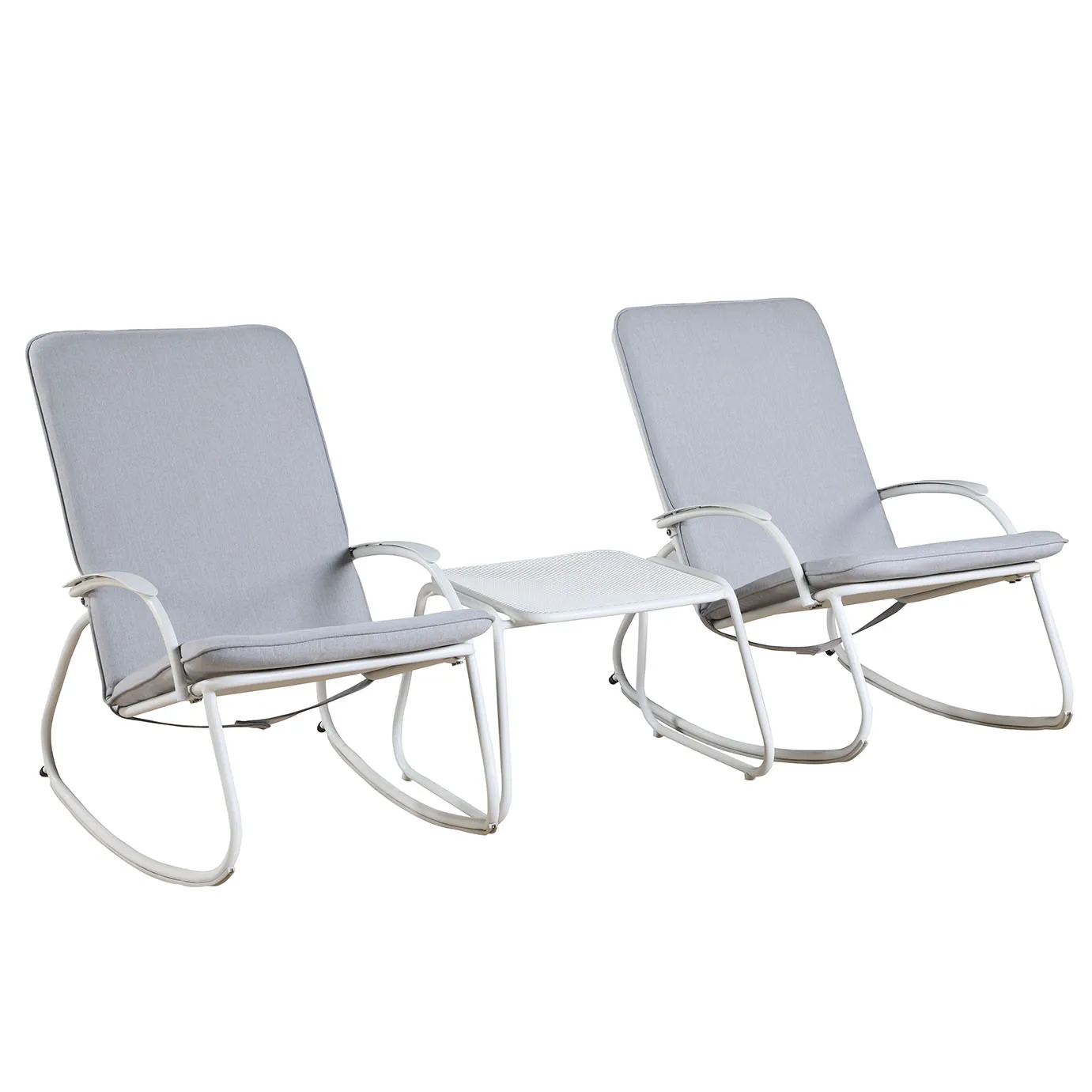 
3pcs cheap balcony patio indoor garden outdoor furniture metal rocking chairs set 