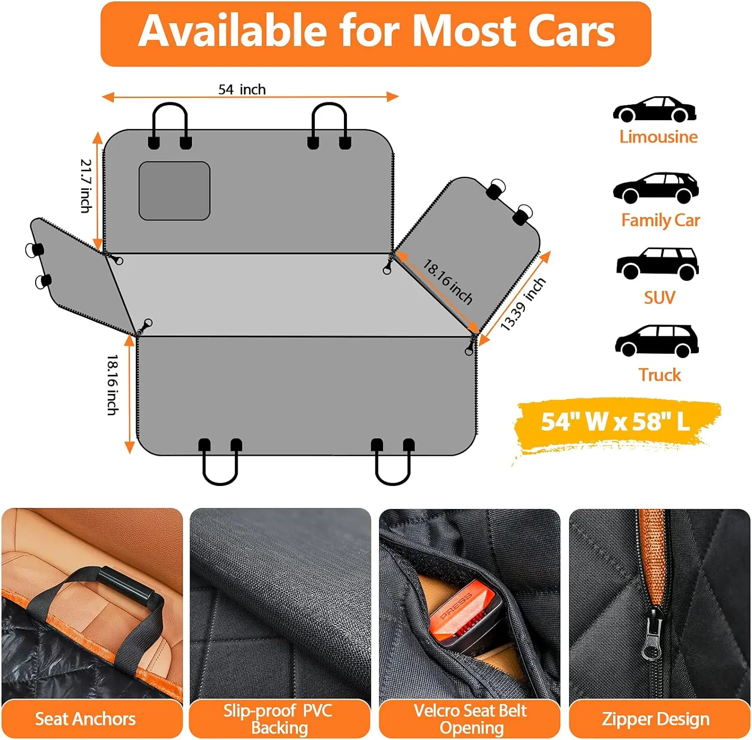 Hammock Heavy Duty Scratch Proof Nonslip Durable Soft Back Cars Trucks SUVs Dog Extender Car Seat Cover
