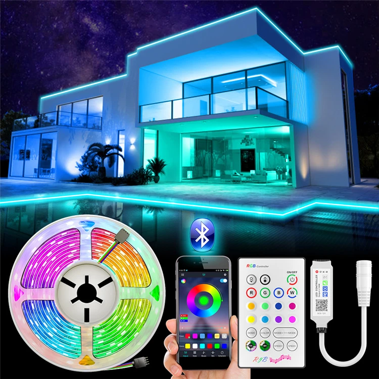  Умная Неоновая Гибкая наружная гибкая лента 220 В 5050 SMD 5 м RGB водонепроницаемая светодиодная