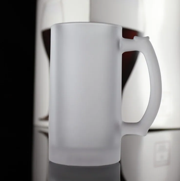 Large frosted beer mug 500ml glass beer mug high quality 0.5l beer glass mug for sale