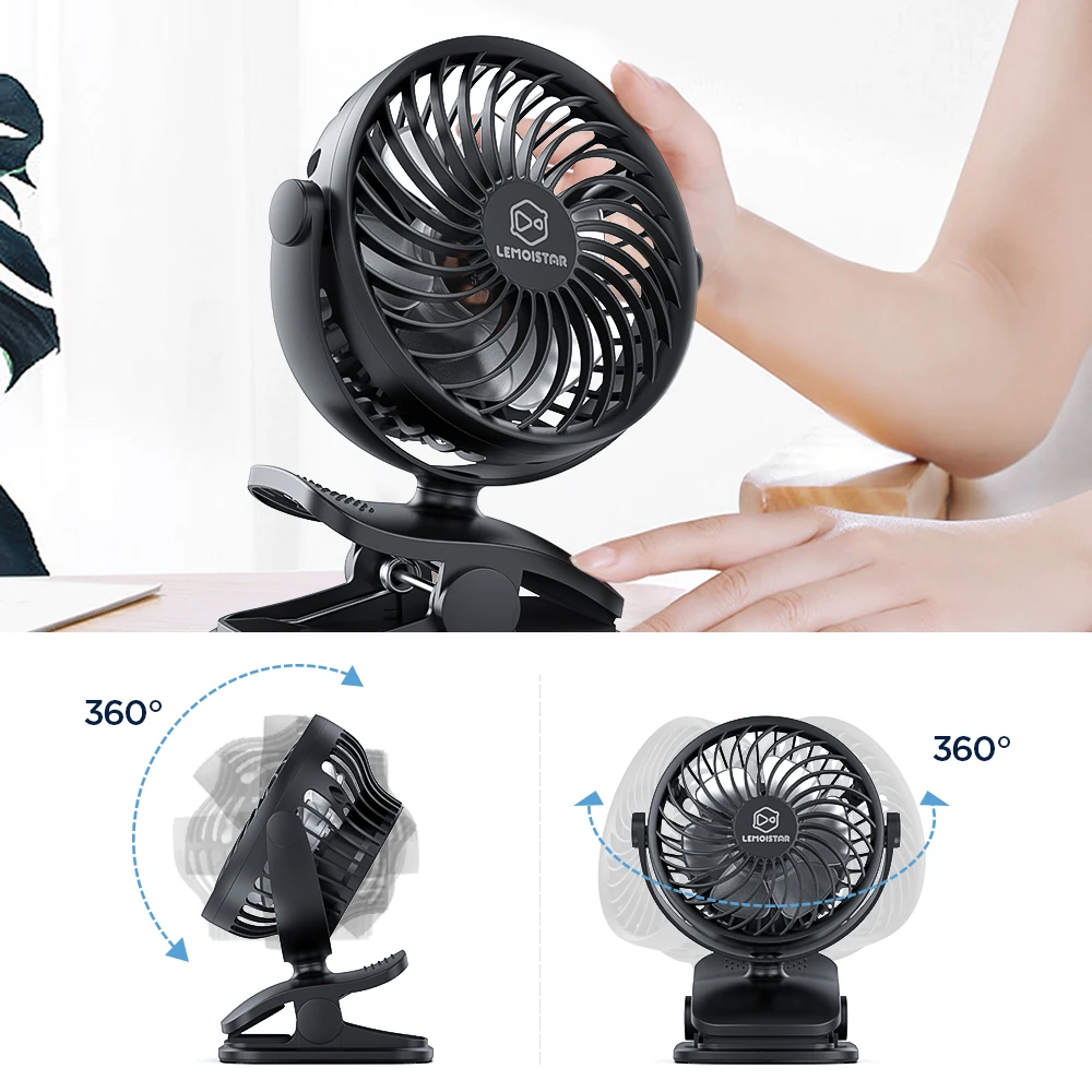 2022 Hot Sale Air Cooling Circulating Usb Cordless Rechargeable Plastic Oscillating Electric Mini Car Portable Fan With Clip