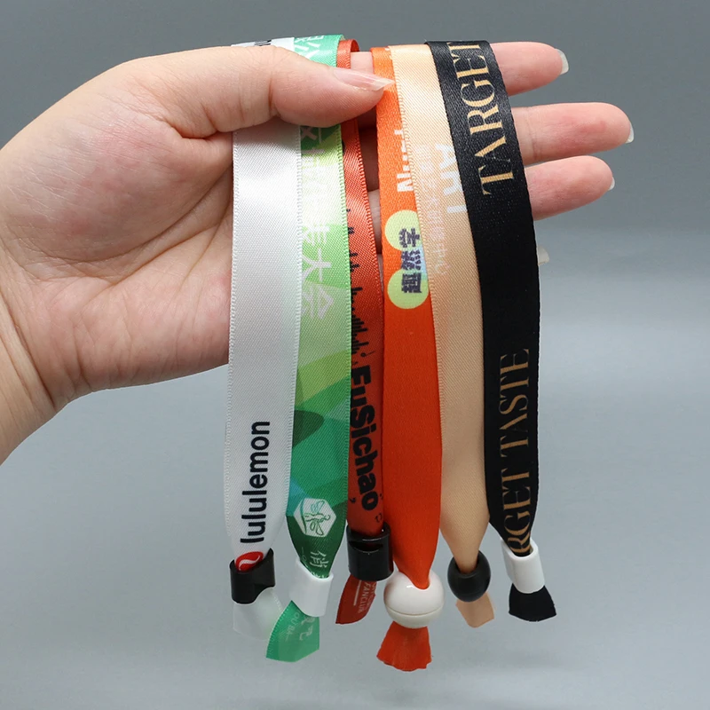 2024 Handmade Fabric Woven Cloth Wristband Party Personal Logo Wrist Band for Festival Event Fabric Bracelets With Lock