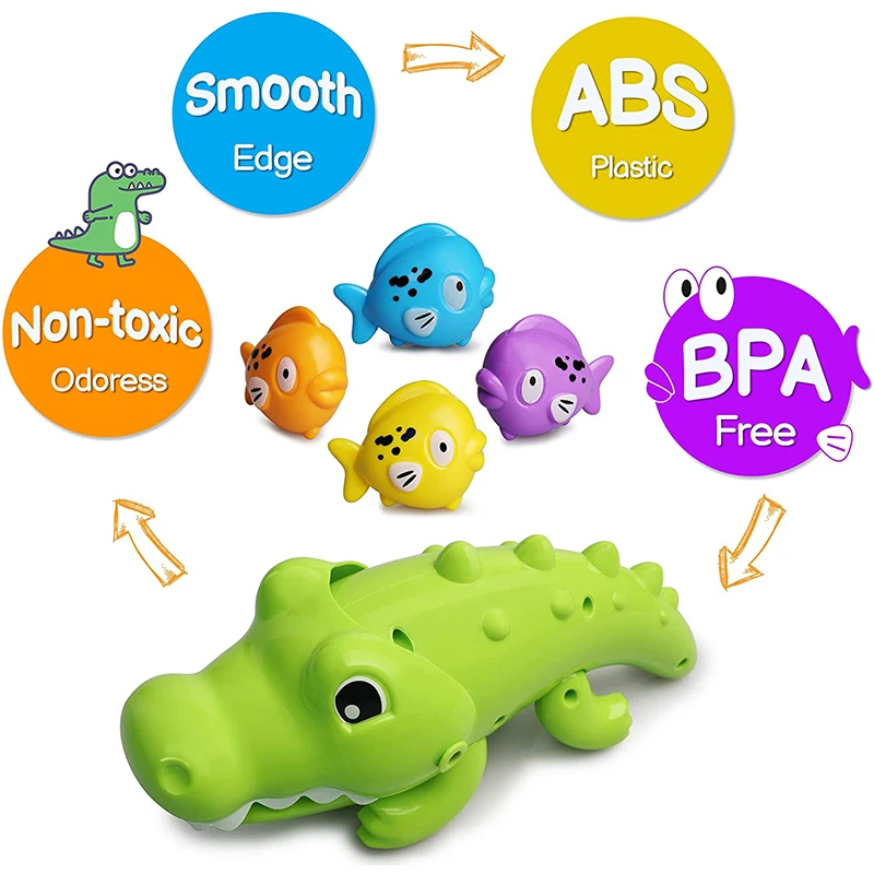 Baby Bath Toys Floating Crocodile Fishes Swimming Pool Games Water Play Set Gift Bathtub Shower Beach Bath Toys For Kids