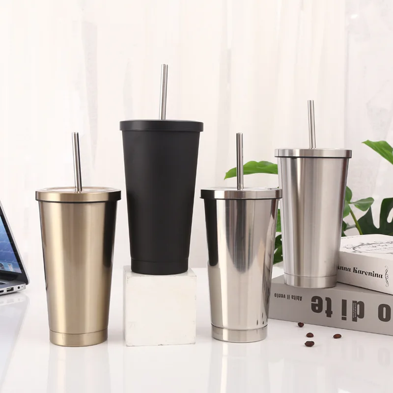 20oz stainless steel custom tumbler cups bulk with lid and straw reusable ice coffee cup wholesale vacuum insulated double wall