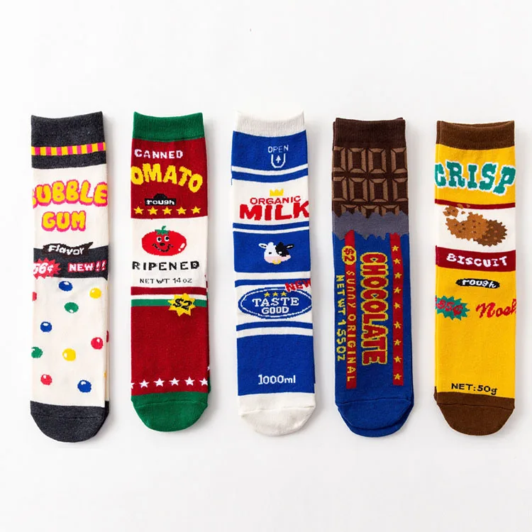 Custom Sock New style Milk Tomato Cookies Chocolate Street Sports Socks Unisex Knitted Cotton Happy Socks