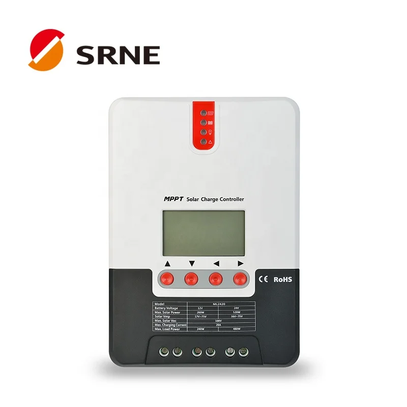 MPPT 60A 50A 40A 30A 20A Solar Charge and Discharge Controller 12V 24V 36V 48VAuto for Max PV 520W Lead Acid Lithium Battery