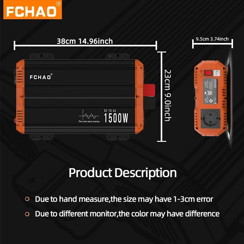 Fchao PSC-1500W-C AC/DC 12V/24V/48V к переменному току 110V 220V 50HZ Чистая Синусоидальная волна домашний литий 1500 Вт инвертирующий