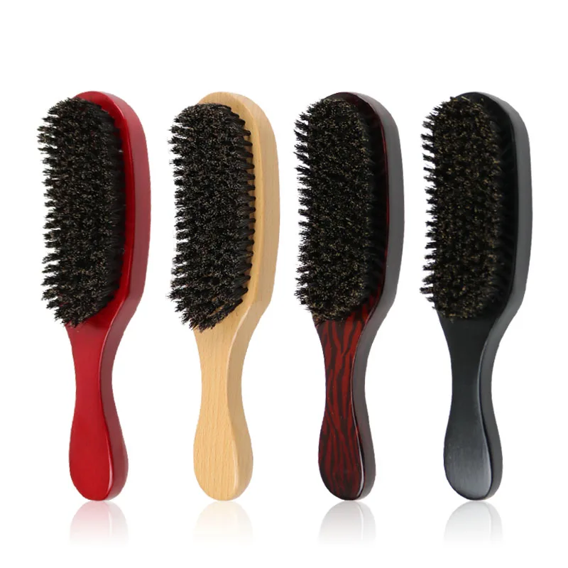 Bristle Natural Texture Wave Hair Beard Brush Hair Comb  Wooden Handle Large Curved Comb Beech Combs Hair Styling Tools