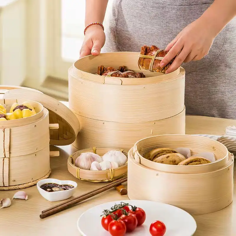 Popular New Style Edge Bamboo Steamer Reusable Bamboo Steamer Rice Dim Sum High Temperature Resistant