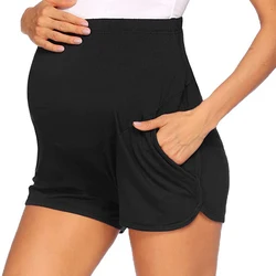 RTS women pregnant clothes high waist pregnancy shorts pants loose summer maternity sports shorts
