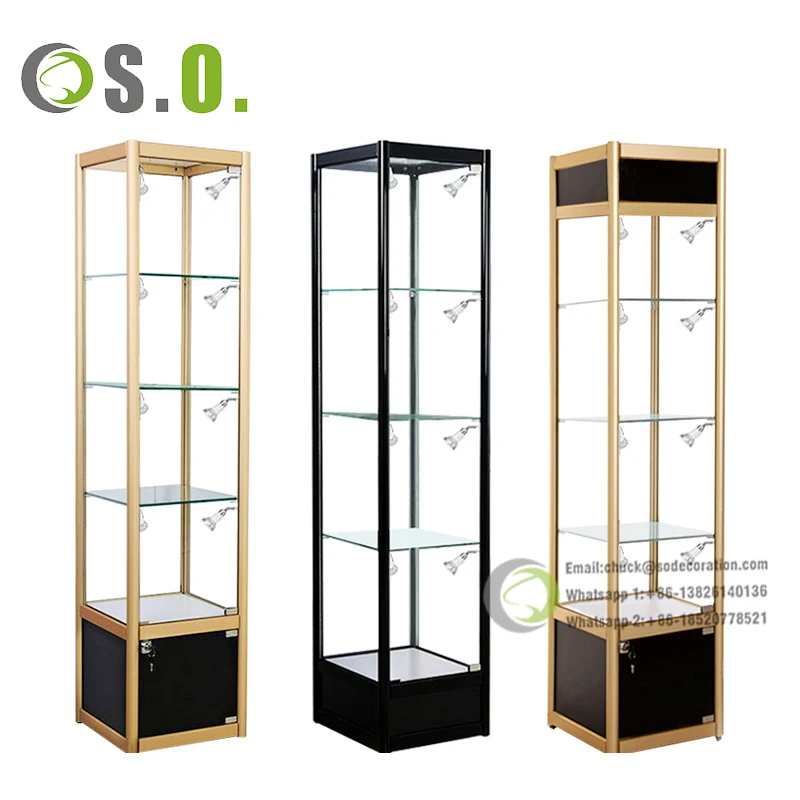 Aluminum Frame Full Extra Vision Glass Display Showcase Customized Aluminium Glass Showcase Glass Display Showcase