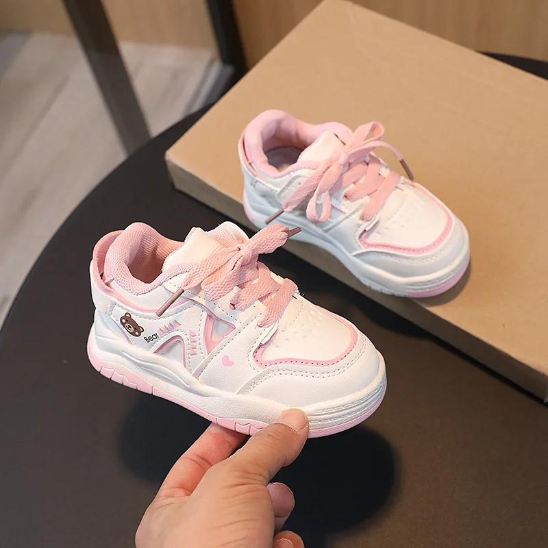 Cute Style Lace Up Fashion Children Walking Shoes TPR Outsole Material Fit Kids Shoes