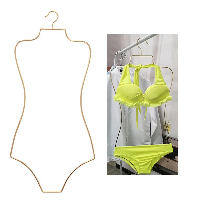 Wholesale heavy duty  Custom Strong grucce bikini personalizzate ganchos para proa 50 pieces swimsuit gold hangers for swimwe