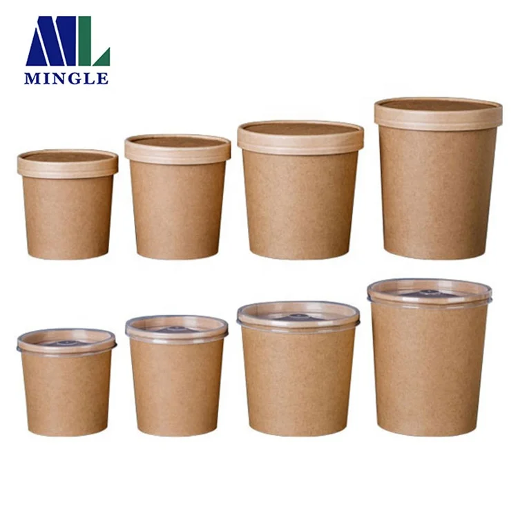 Одноразовая одноразовая суповая чашка из крафт-бумаги vasos