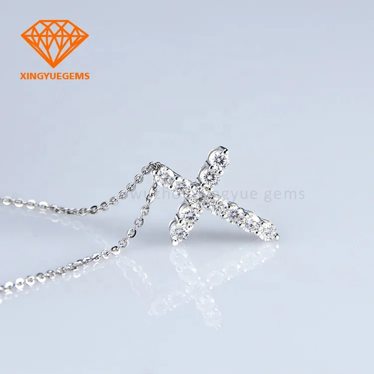 Fashion Design 925 Silver Cross Pendant ,moissanite Diamond Pendant Necklace Moissanite Custom Jewelry