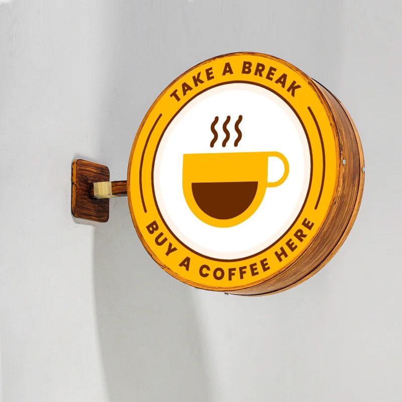 Double Sided Circular Acrylic Lightbox Outdoor Billboard Customized for Milk Tea Shop Storefront Hanging LED Sign Customization