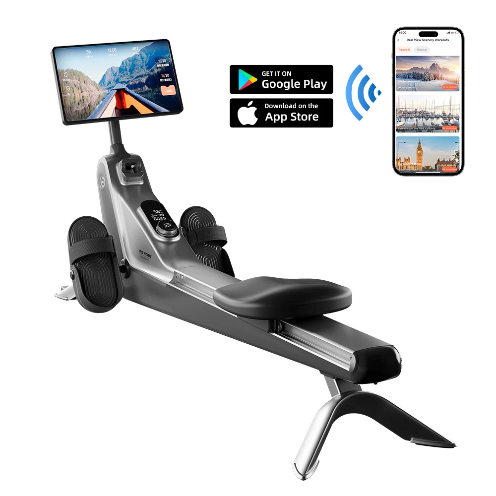 YPOO newest rowing machine home use equipment with YPOOFIT APP Rower Electromagnetic control system smart rower