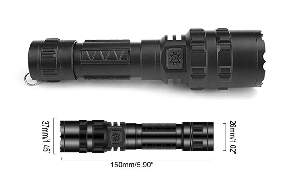 High Power Rechargeable Flashlight Whole Set Waterproof Led Aluminum Flashlight with Mouse Rat Tail Switch for Cycling