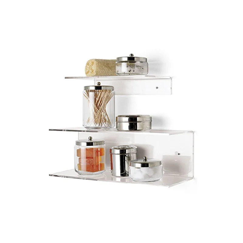Clear Acrylic Wall Mount Hanging Kitchen Bathroom Floating Shelf (62250936251)