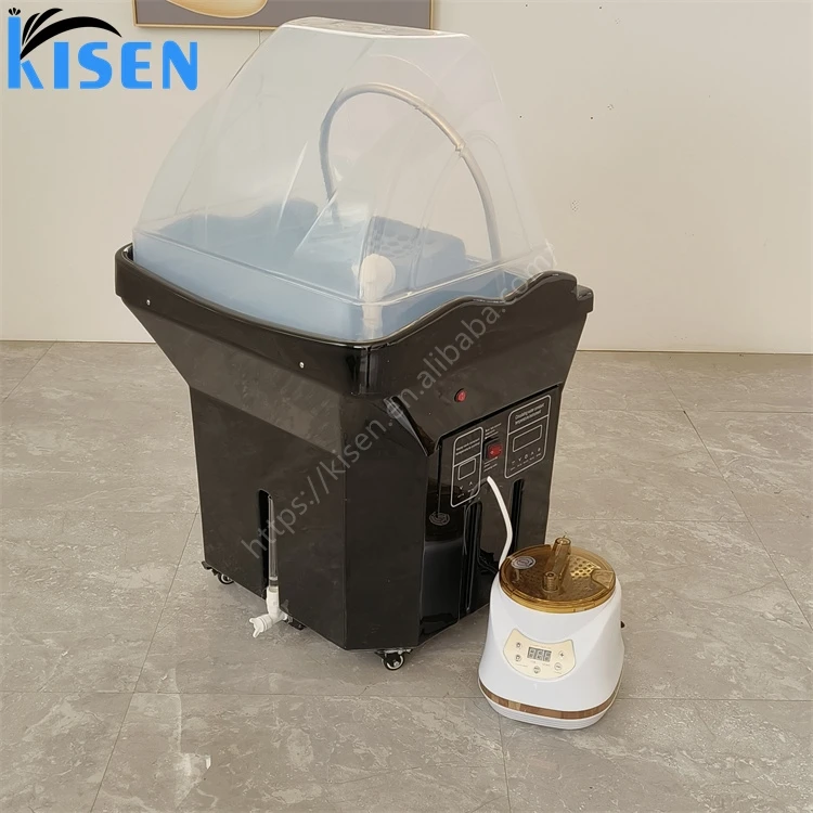 Kisen Luxury Barbershop 60L Water Tank Salon Furniture Portable Adjustable Height Washing Hair Bowl Shampoo Basin Sink For Salon