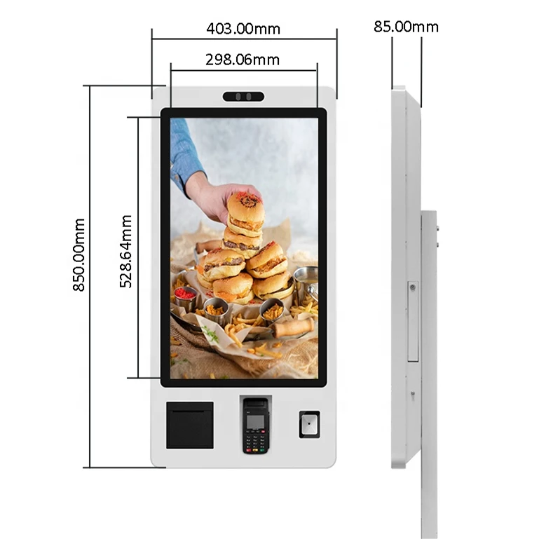 21.5 inch self service order payment touch screen kiosk self pay machine barcode scanner kiosk for chain store / restaurant