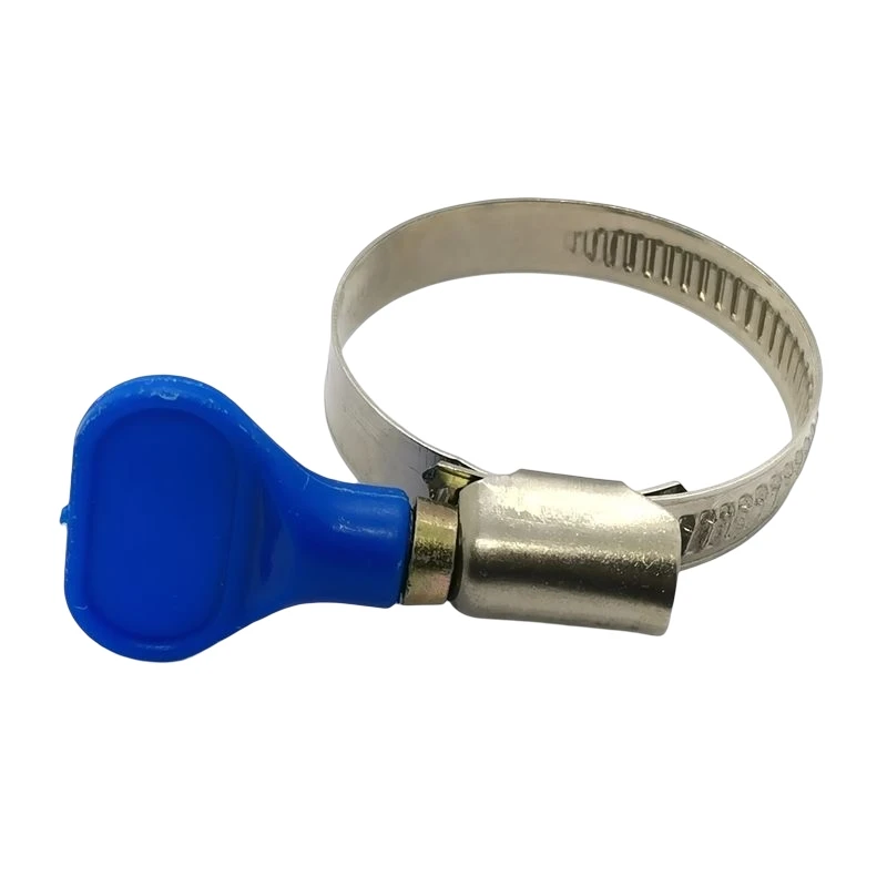 Plastic Handle Germany type Hose Clamp 9mm band width Non-perforated