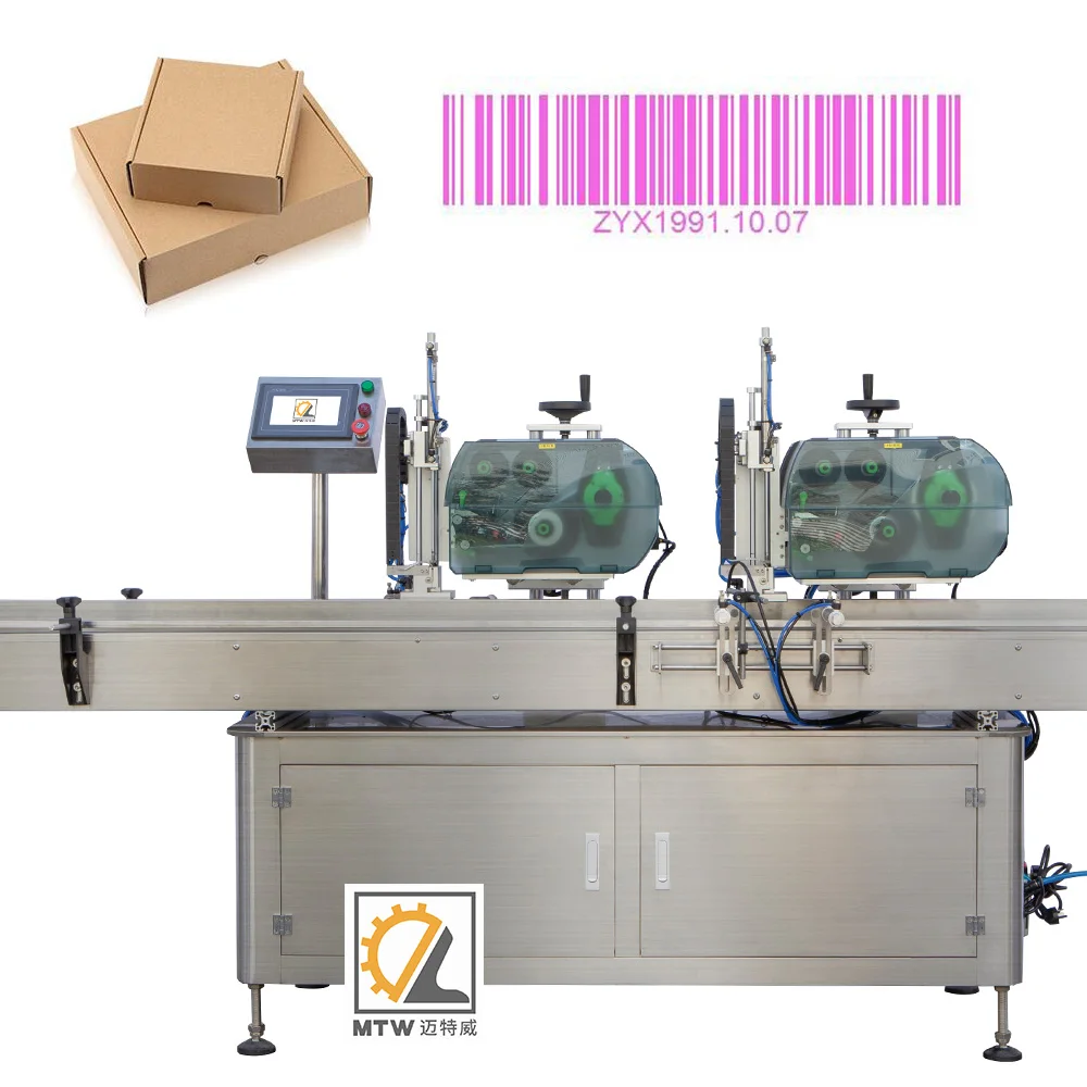 MTW automatic QR code bar code label printer & applicator printing & labeling machine for bags box carton flat surface