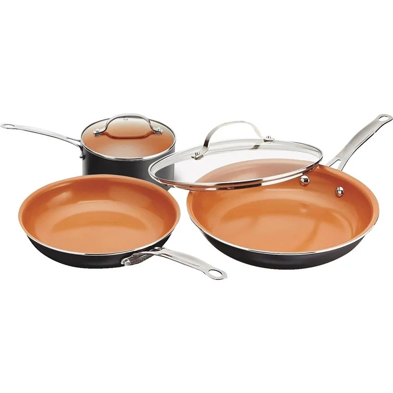 Popular Classic Fashion Copper Color Non Stick Ceramic Cooking Frying Pan Dishwasher Safe Panci With Stainless Steel Handle