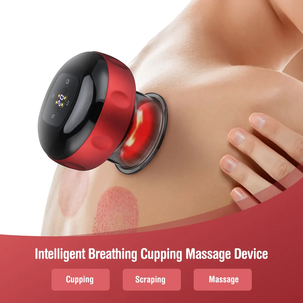 12 Gear Electric Vacuum Massager Body Suction Cup Vacuum Cupping LCD Display Guasha Scraping Fast Heating Fat Burner Slimming