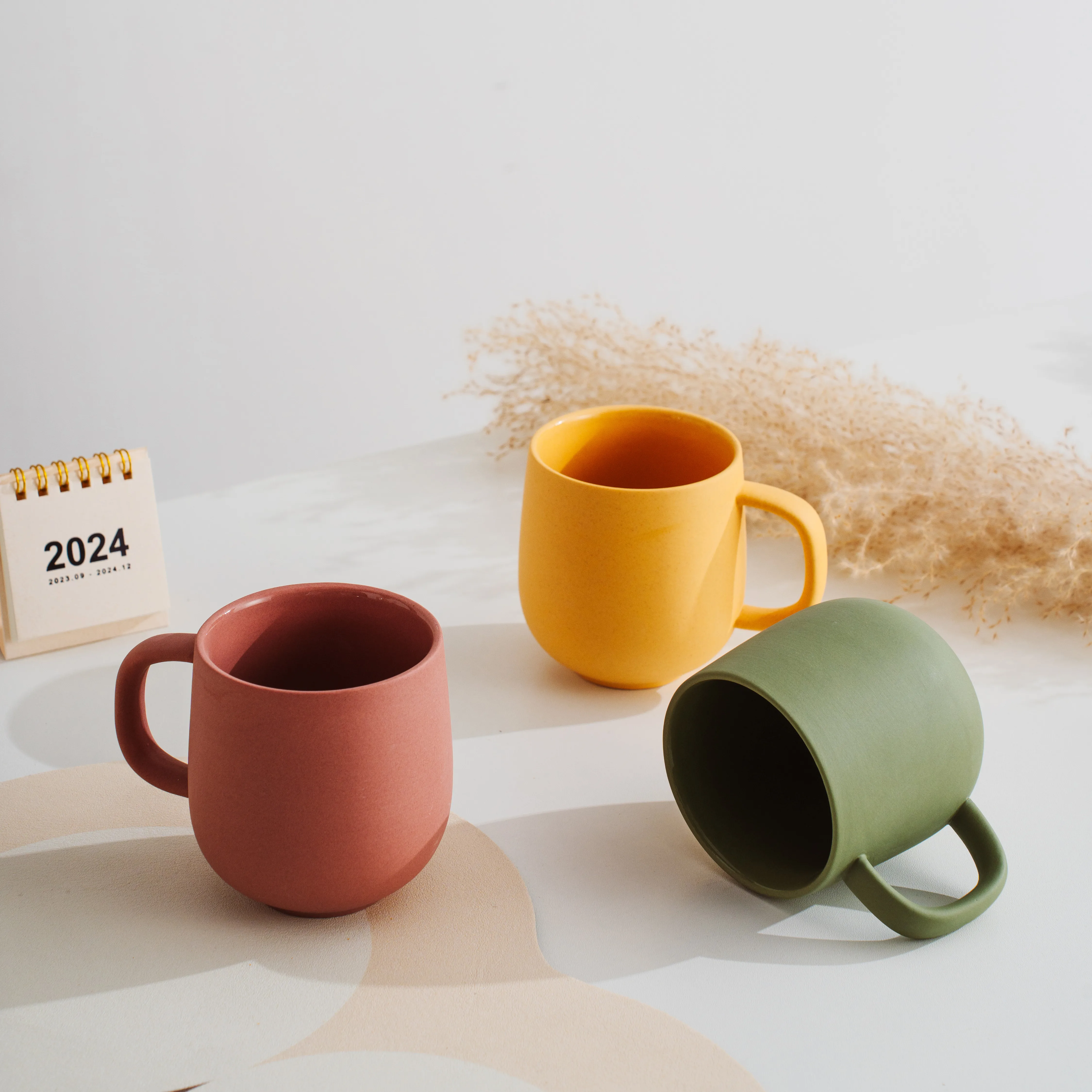 Nordic design 350ml colorful custom logo office home drinkware mugs matte ceramic coffee cup with handle