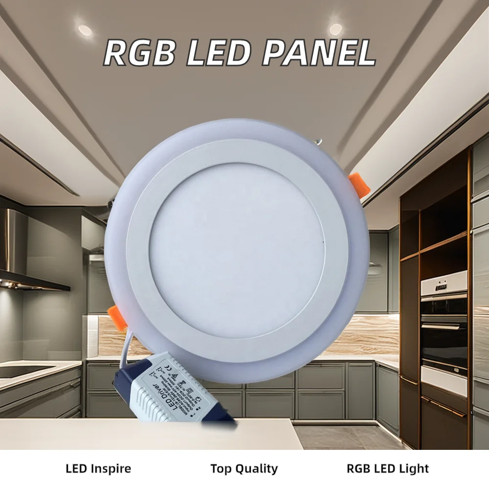 Modern 6W+3W Embedded RGB LED Dual Color Panel Light round Aluminum Body Stylish round Shape