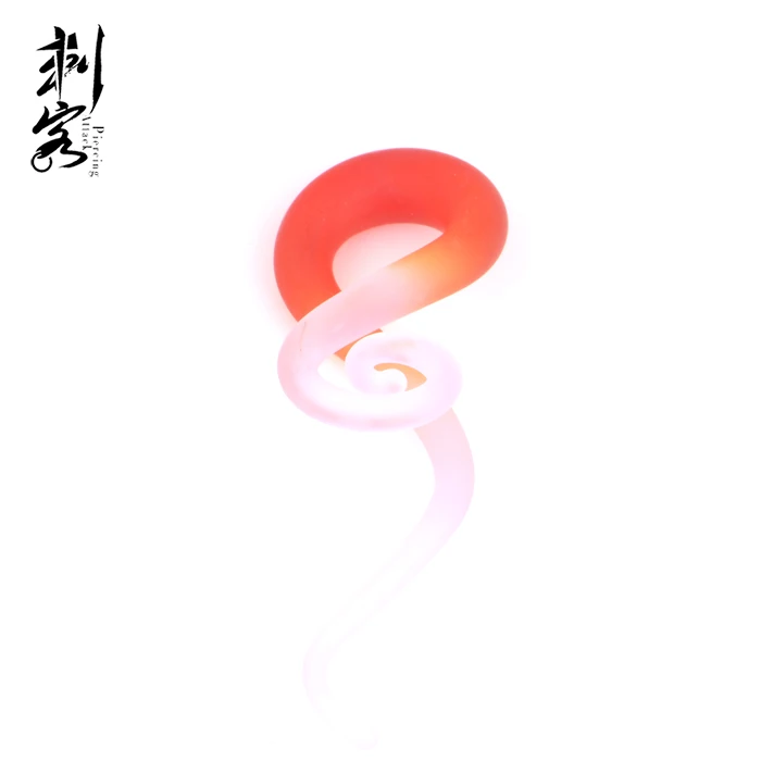 Red  Glass Spiral Twist Plugs Ear Expander