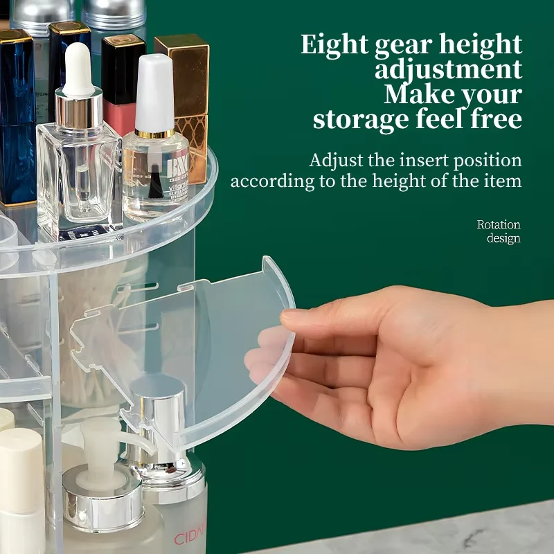 Transparent 360 Rotating Plastic Cosmetic Storage Box Desktop Tabletop Makeup Organizer Display Case Ready 5kg Jewelry Toys