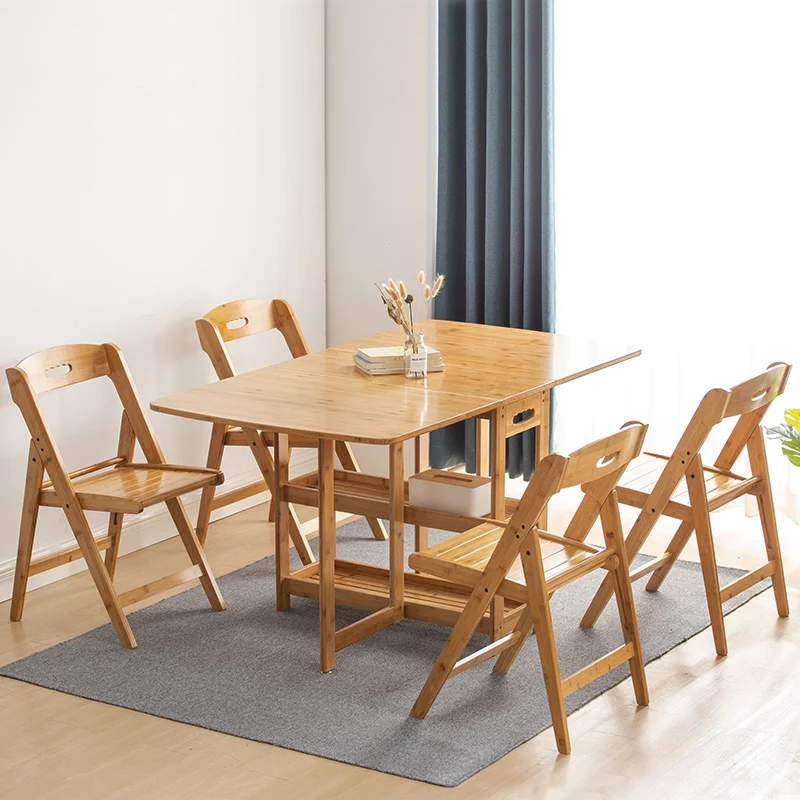 
 5-PC Set Space Saver bamboo wooden kitchen & dining room sets  