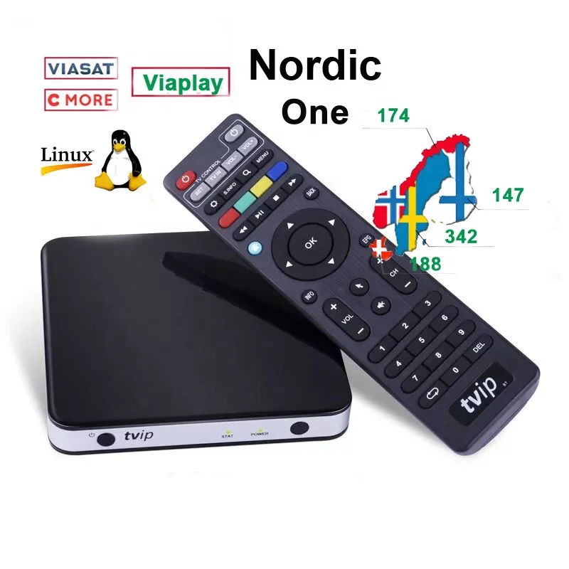 Best Tvip 605+ Scandinavia Sweden Norway Finland Danmark tv box  Android &Linux OS Amlogic S905X WiFi Nordic one Set Top Box