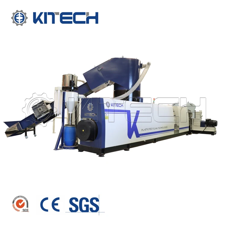 polymers pp /Polyethylene pe films PP woven bags crusher recycling washing flakes hot extrusion production line