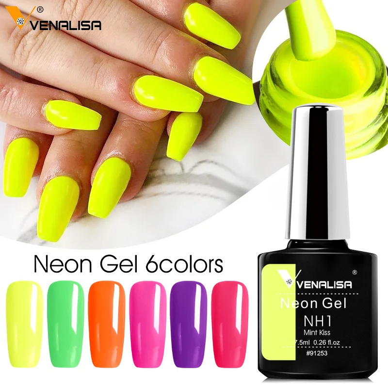 Venalisa 7.5ML Neon Gel Nail Polish UV Gel Nail Supplies Semi Permanent Soak off Varnishes Fluorescence Effect Acrylic Enamel
