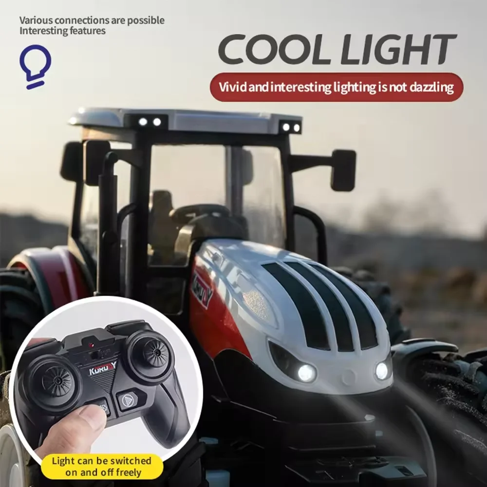 Hot High quality 6 Channel 2.4G remote control 1:24 rc engineering vehicle model farm truck rc farm tractor with lights for kids