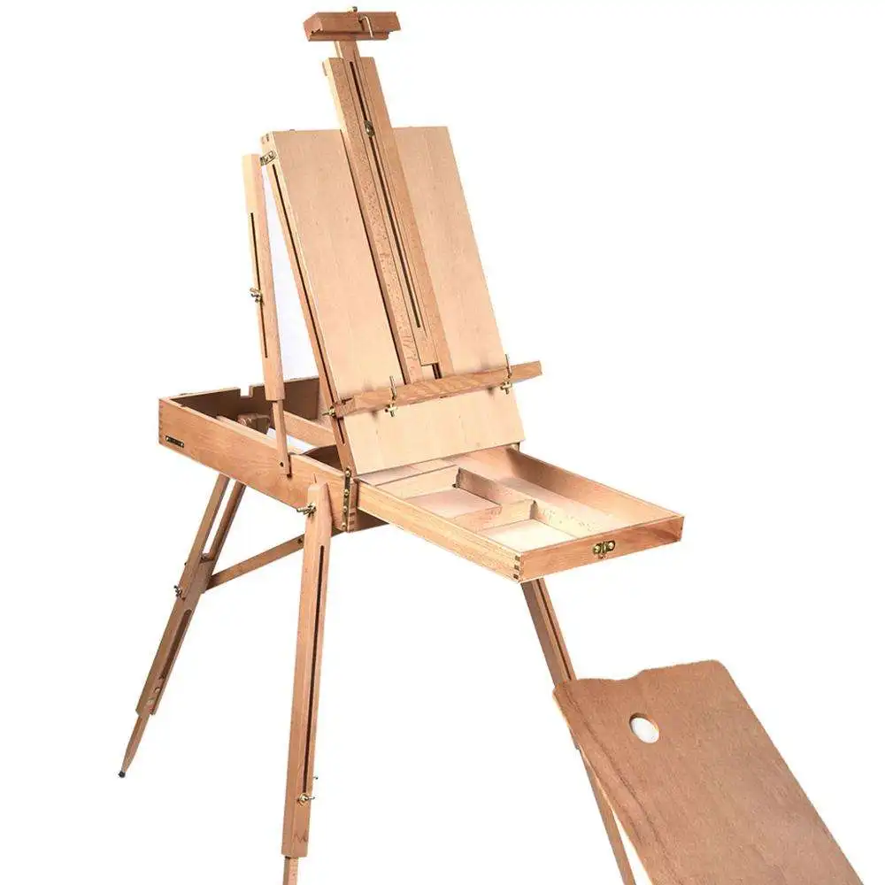 2024 Hot Sale Portable Adjustable Box Type Italian Beech Wood Easel Stand For Painting