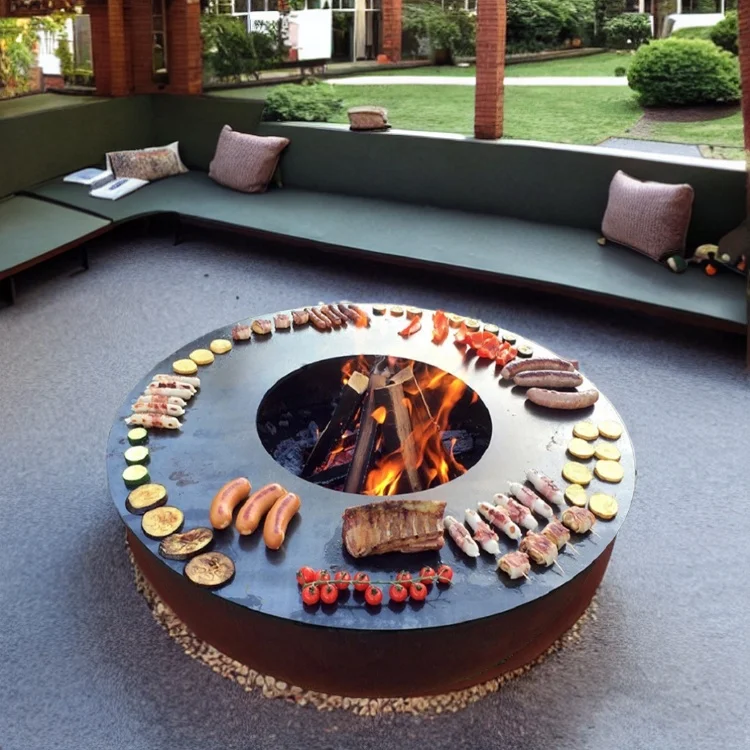 Corten Steel bbq Barbecue Grill Outdoor Wood Burning Charcoal Corten BBQ Grills Fire Pit