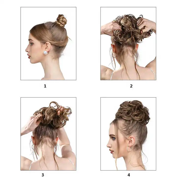Synthetic Hair Chignon Ring Wrap Chignons Rope Piece Elastic Band Donut Updo Ponytail for Girls Women