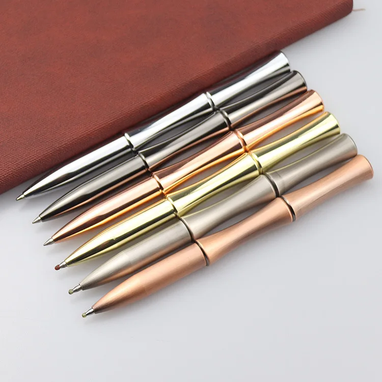 luxury gun metal pen copper bamboo shape barrel Glossy gold plated pens brass shot bullet heavy ballpoint pen