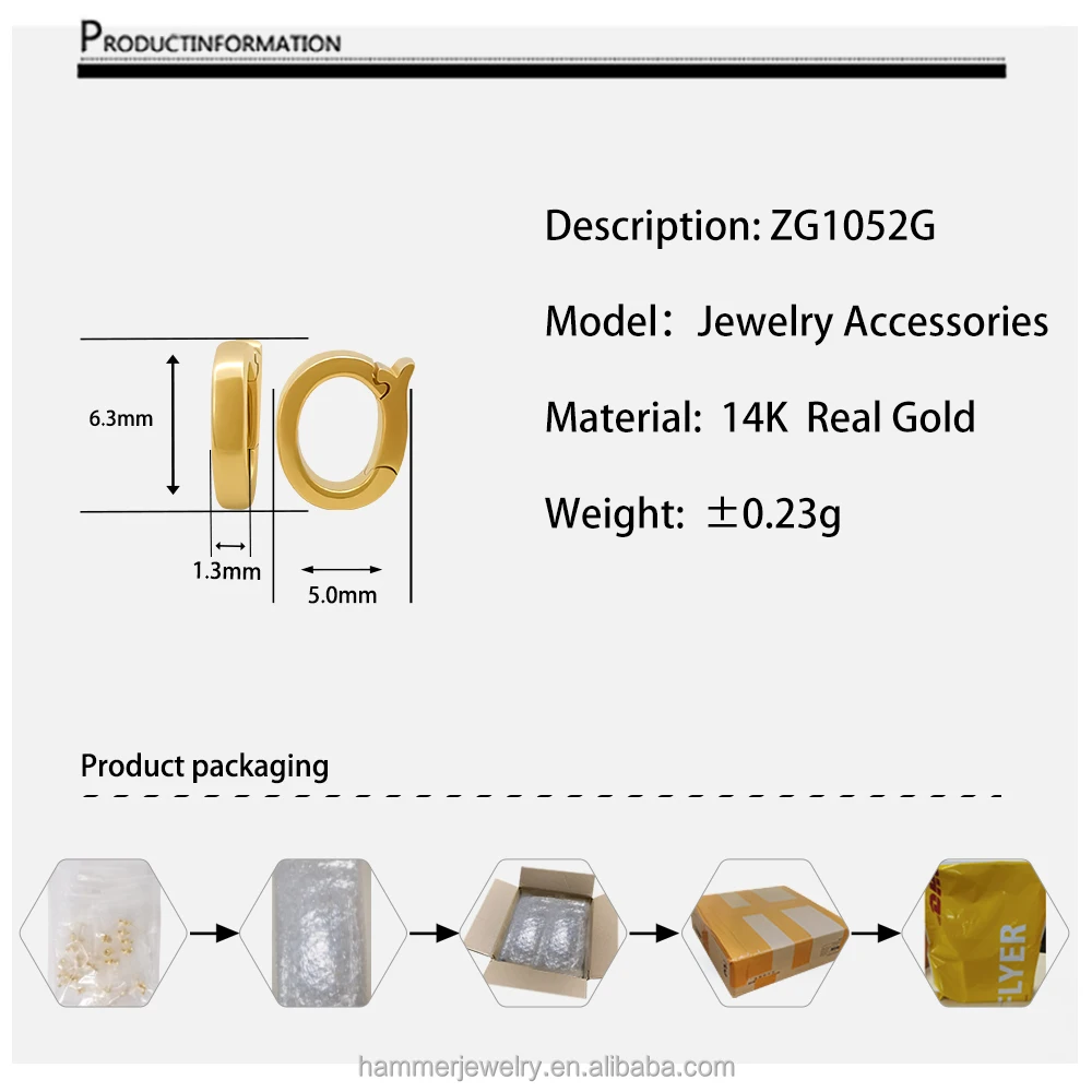 Wholesale 14k Real Gold Necklace Connector Charm Clip Clasp for DIY Necklace And Bracelet Jewelry Making Findings