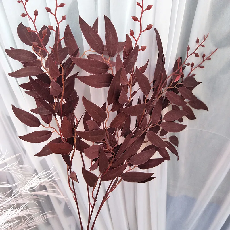 Artificial Greenery Stems Willow Leaves Bunches for Home Garden Wedding Deco