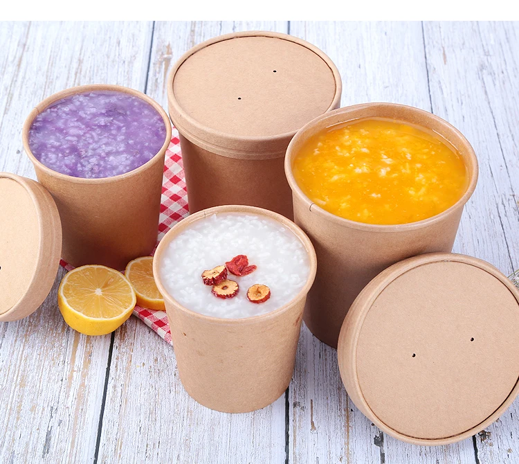 wholesale eco-friendly kraft paper salad soup bowl food packaging,cartoon ice cream paper cup smoothie fried yogurt small bowl/