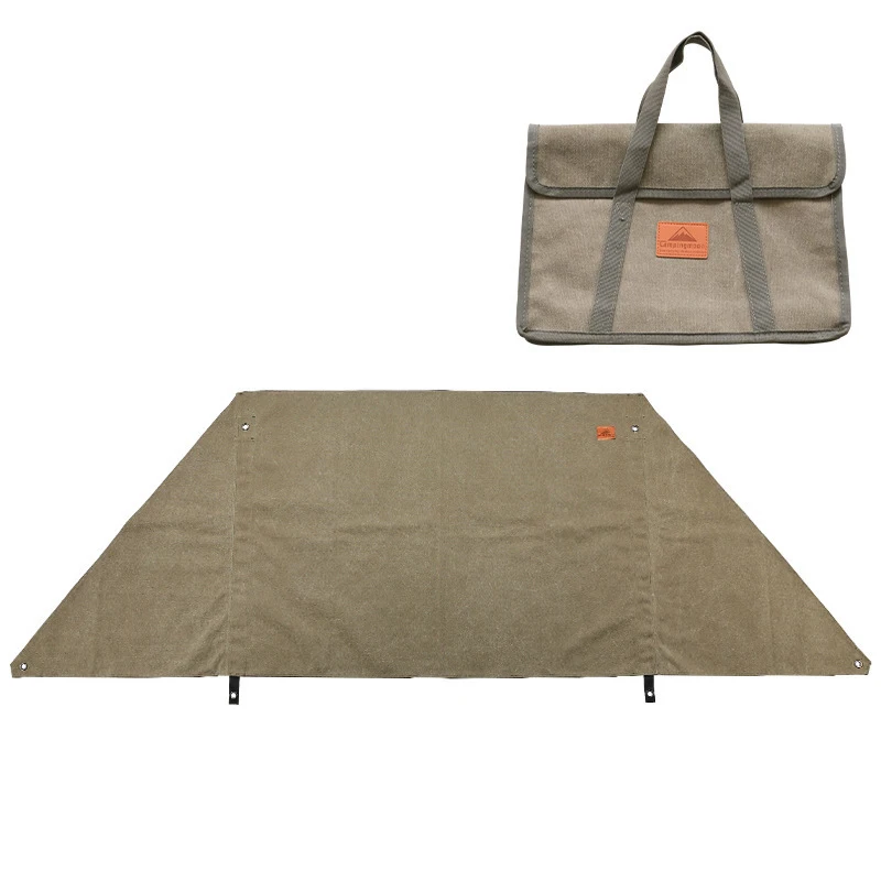 Campingmoon  construction camping curtain windshield stainless steel frame Washed cotton fabric camping bonfire windproof shield