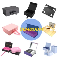 Custom logo printed hat clothing lash rigid boxes magnetic clamshell flip paper gift packaging box with eva