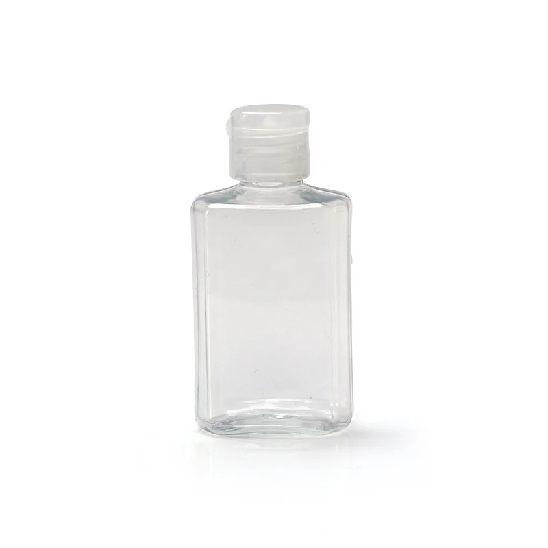 
60ml plastic pet hand sanitizer bottle with flip top cap, 2OZ flat octagon lotion bottle with cap 