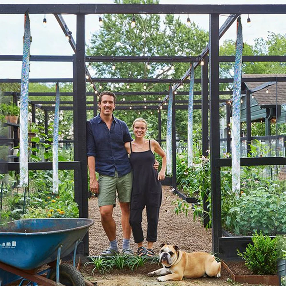 Scare Birds Reflective Tape, Holographic Tape Double Sided Glitter Tape for Pigeons Freckles Crows Starlings Swallows